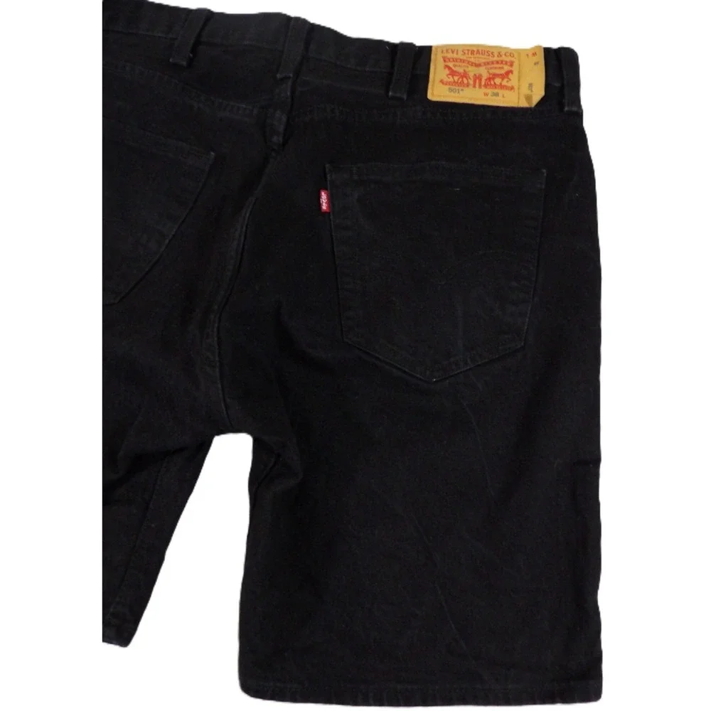 Levis 501 Denim Shorts Men W38 L9 Black Button Fly Cotton Blend Summer Jorts